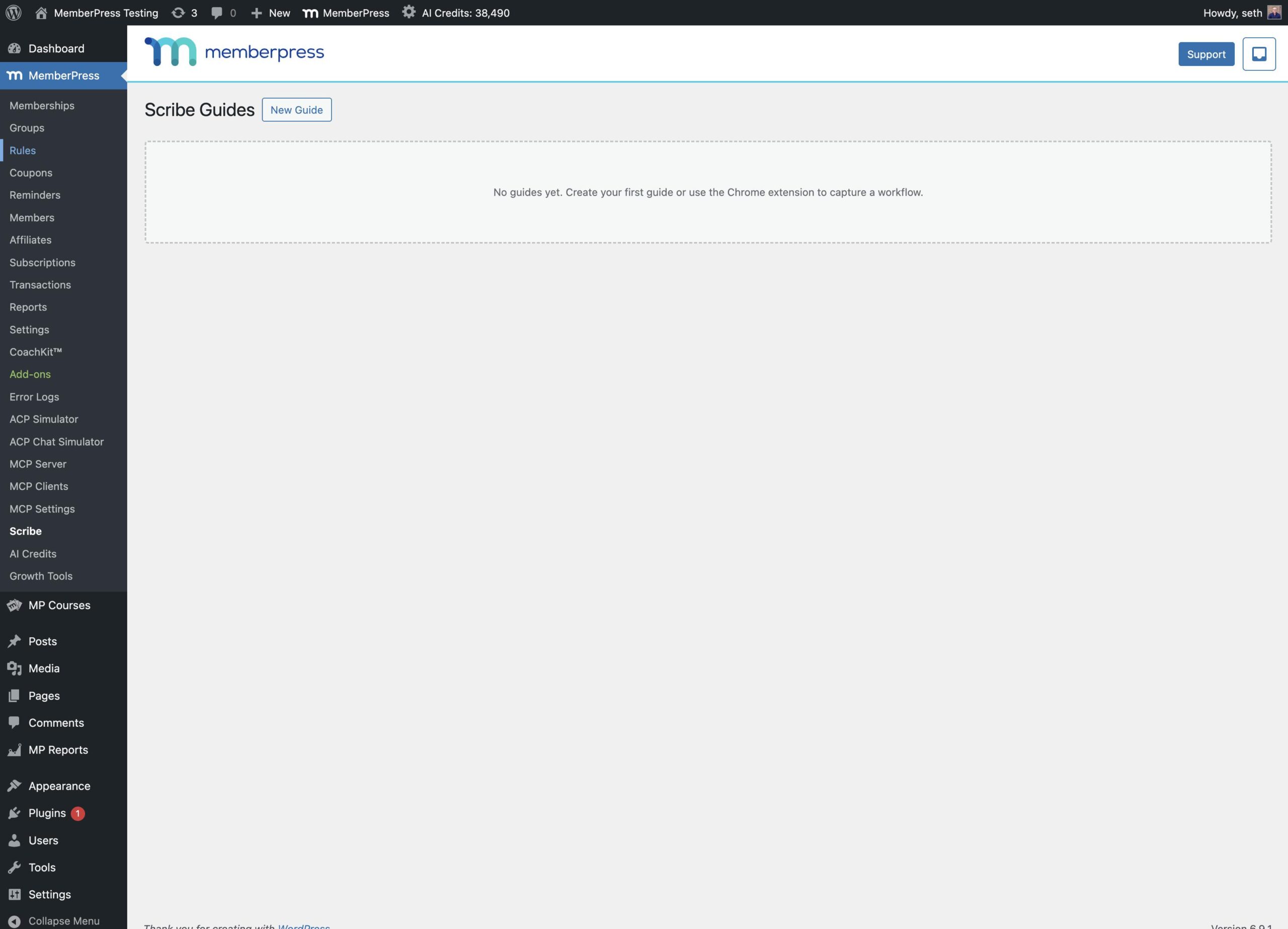 Navigate to the main content area to view the Rules page.